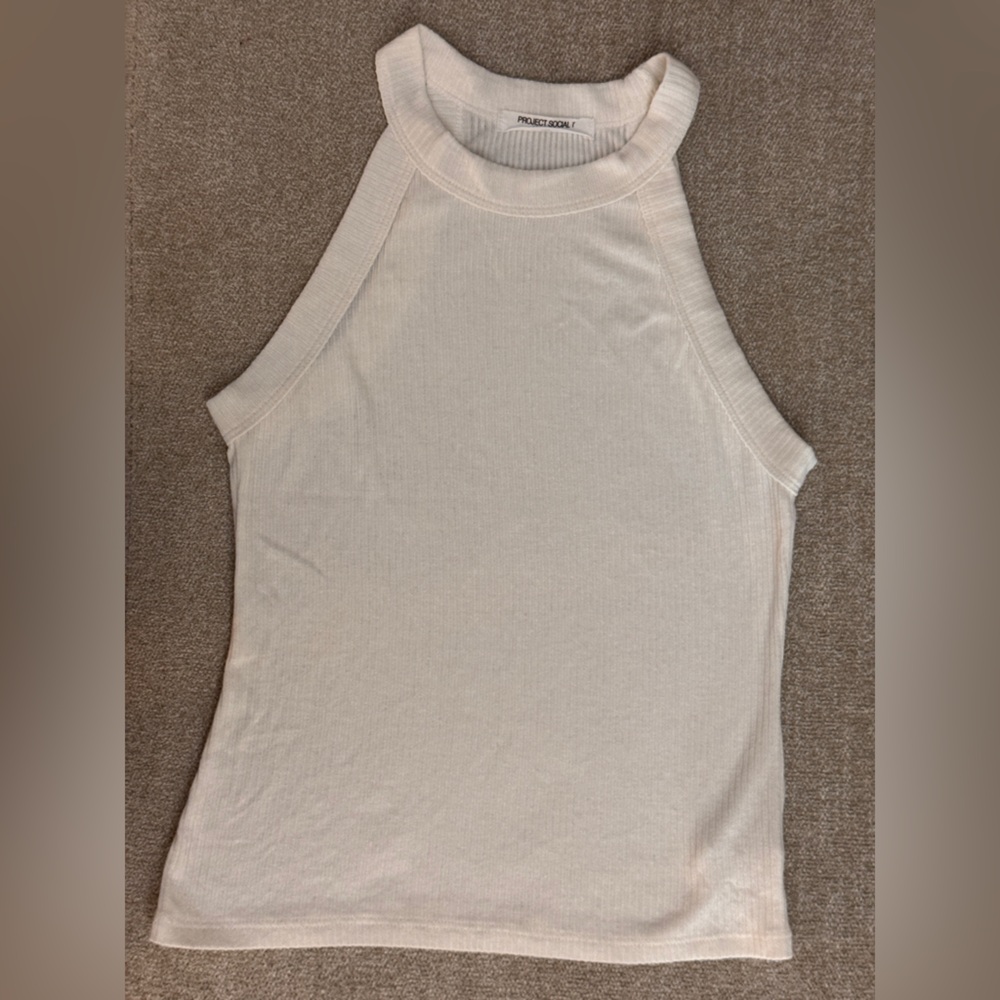 Project Social T Ribbed Cream Top